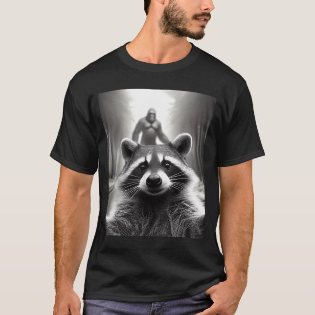 T-shirt Funny Tee Ed Raccoon Selfie Bigfoot Gift Mens Wome (Devant)