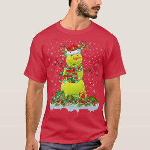 T-shirt Funny Tennis Ball Snowman Xmas Lights Tennis Chris