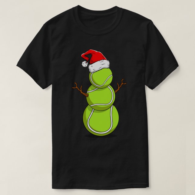 T-shirt Funny Tennis Snowman Christmas Design (Design devant)
