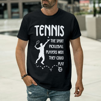 T-shirt Funny Tennis vs Pickleball Tennis Player Serving 