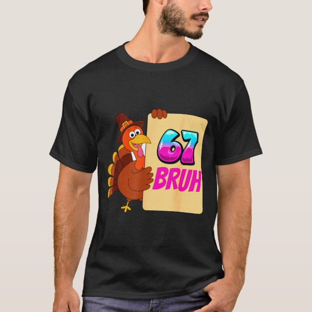 T-shirt Funny Thanksgiving 67 Baseball Drip Gobble Turkey  (Devant)