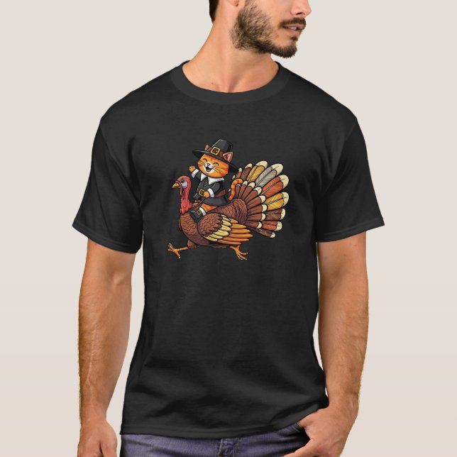 T-shirt Funny Thanksgiving Cat Turkey Day Fall Autumn Wome (Devant)