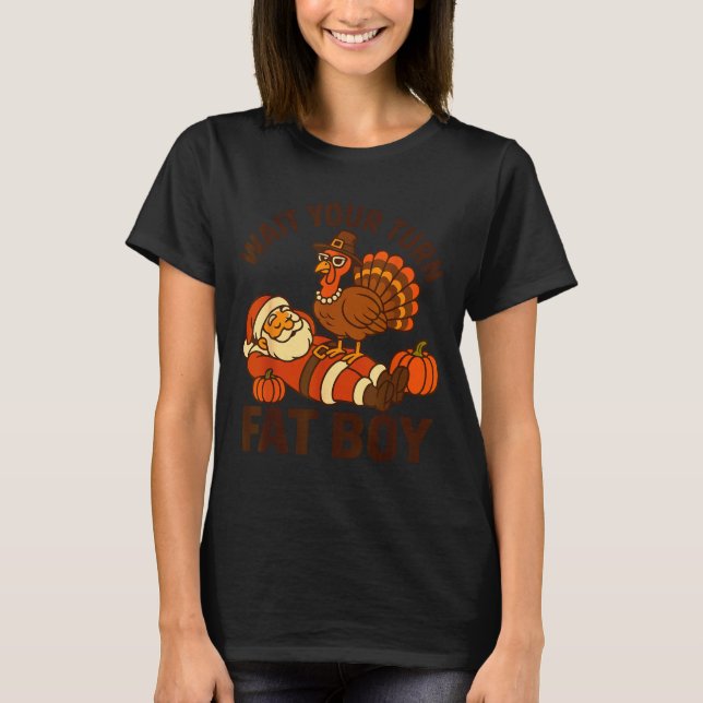 T-shirt Funny Thanksgiving Christmas Turkey Vs Santa For M (Devant)