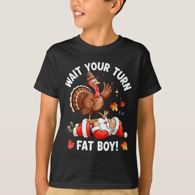 T-shirt Funny Thanksgiving Christmas Turkey Vs Santa For M (Devant)