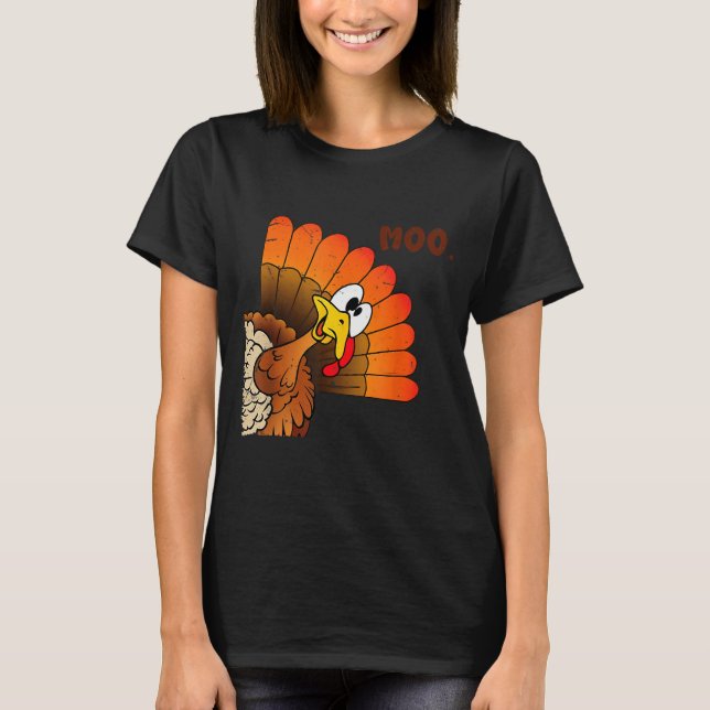 T-shirt Funny Thanksgiving Cute Turkey Moo I'm A Cow Men W (Devant)