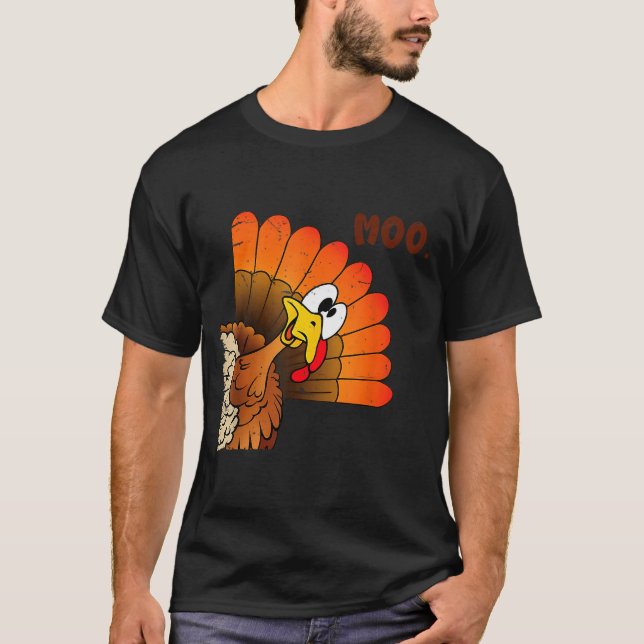 T-shirt Funny Thanksgiving Cute Turkey Moo I'm A Cow Men W (Devant)