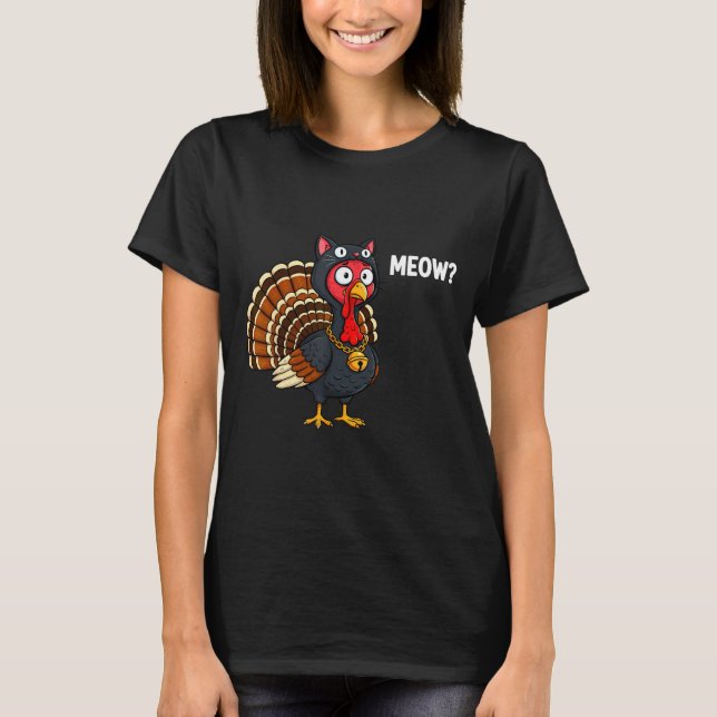 T-shirt Funny Thanksgiving Turkey Meow Cat Disguise Men Wo (Devant)