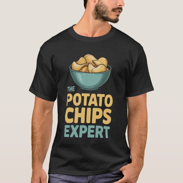 T-shirt Funny The Potato Chips Expert Addict (Devant)