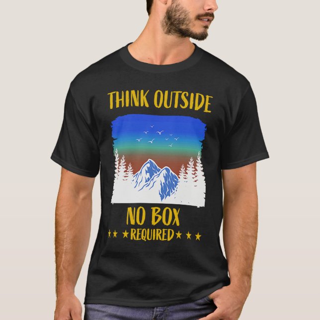 T-shirt Funny Think Outside Box Outfit For Hiking Father's (Devant)