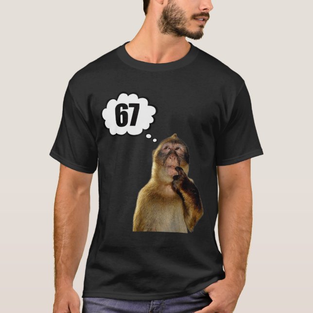 T-shirt Funny Thinking Monkey Meme Six Seven 6 7 Meme  (Devant)