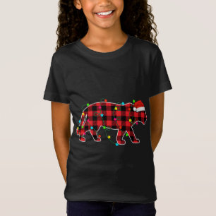 T-Shirt Funny Tiger sapin de Noël Rouge Plaid Animaux de N