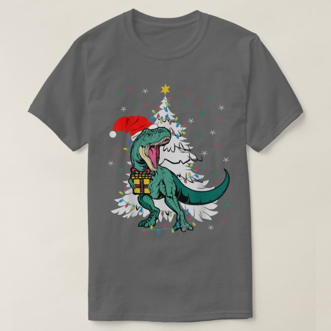 T-shirt Funny Tre Père Noël Arbre de Noël Dinosaur Amant N (Design devant)