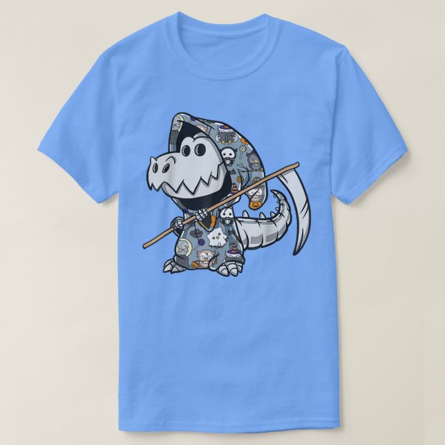T-shirt Funny Tre Skeleton Dino Grim Reaper Dinosaur (Design devant)
