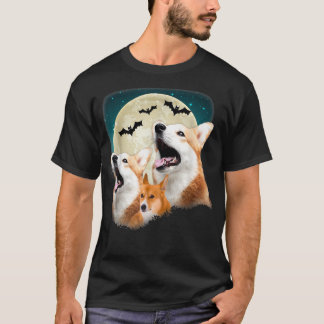 T-shirt Funny Trois Corgi Halloween et Halloween Lune