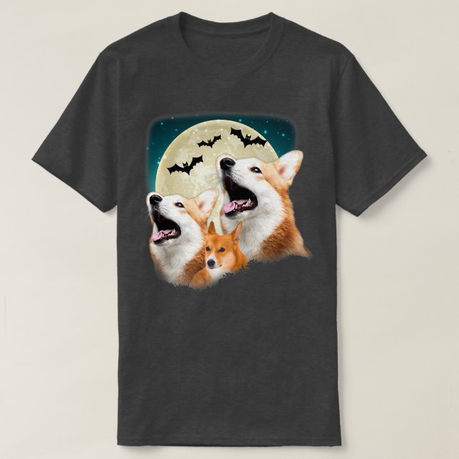 T-shirt Funny Trois Corgi Halloween Et Halloween Lune-115 (Design devant)