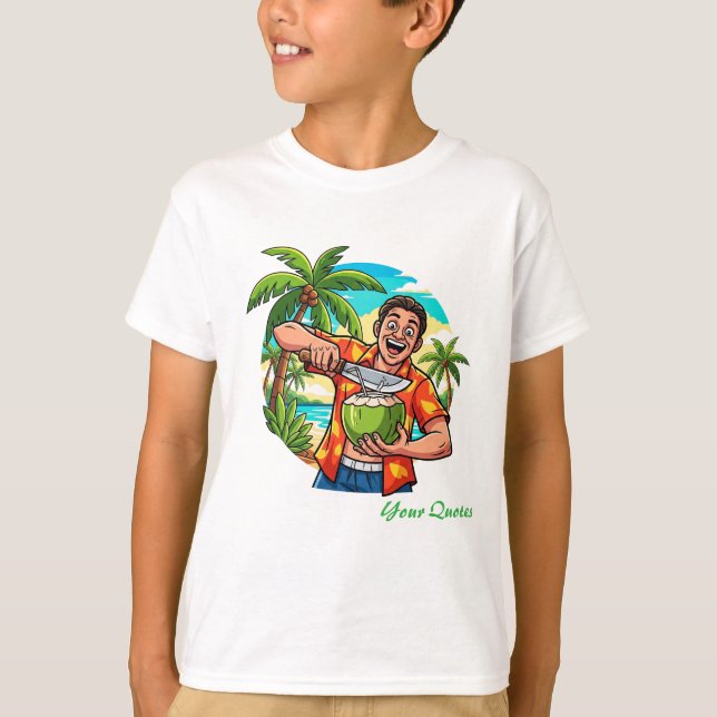 T-shirt Funny Tropical Coconut Beach (Devant)