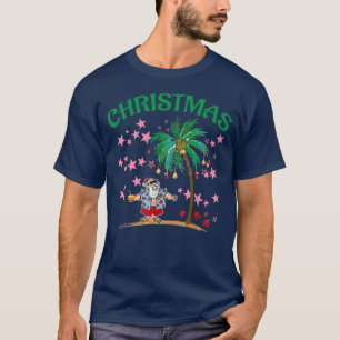 T-shirt Funny Tropical Summer Santa Clause Hawaiian Summer