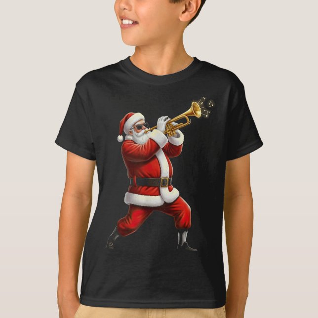 T-shirt Funny Trumpet Santa Christmas Graphic Player Trump (Devant)
