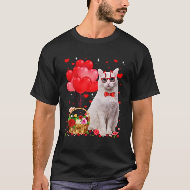T-shirt Funny Turc Angora Chat Coeur Saint Valentin Amoure (Devant)