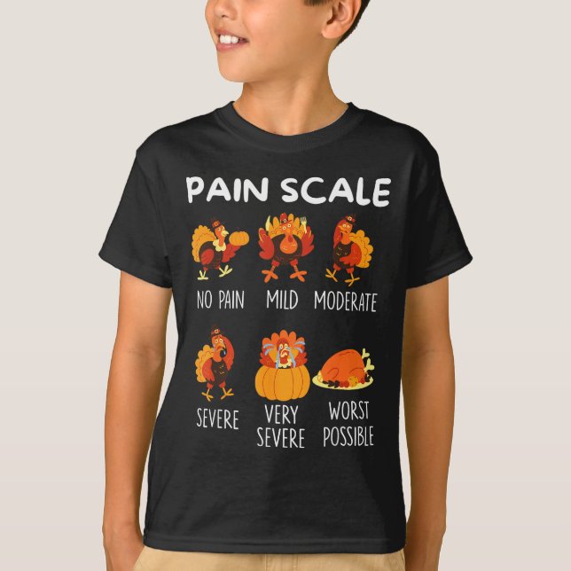 T-shirt Funny Turkey Pain Scale Thanksgiving Cna Er Nurse  (Devant)