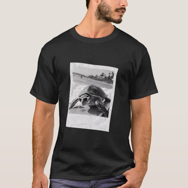 T-shirt Funny Turtle Selfie Surf, Turtle Beach Surf Vib (Devant)