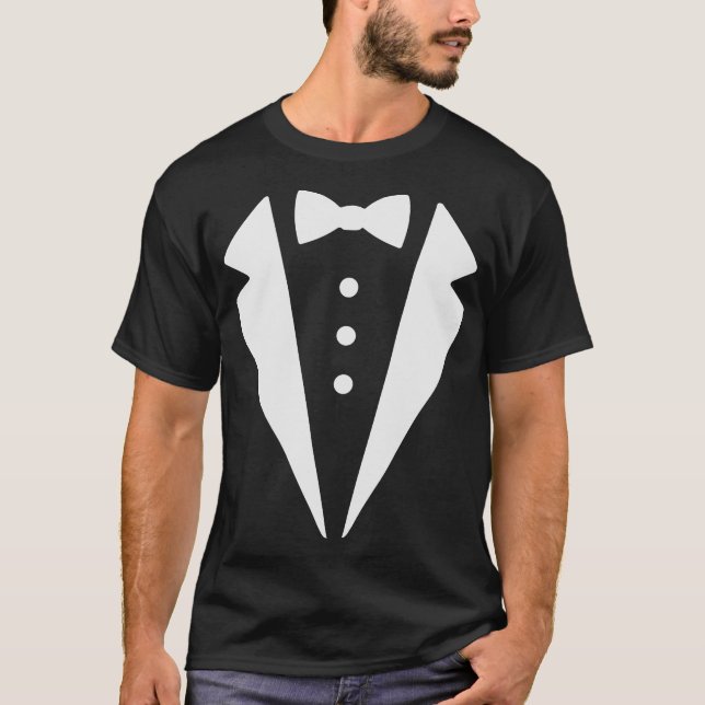 T-shirt Funny Tuxedo Bow Tie Costume Formal Suit Graphic f (Devant)