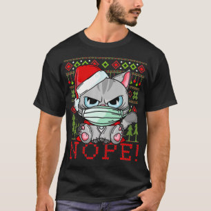 T-shirt Funny Ugly Christmas Sweater Cat Nope XMas Party G