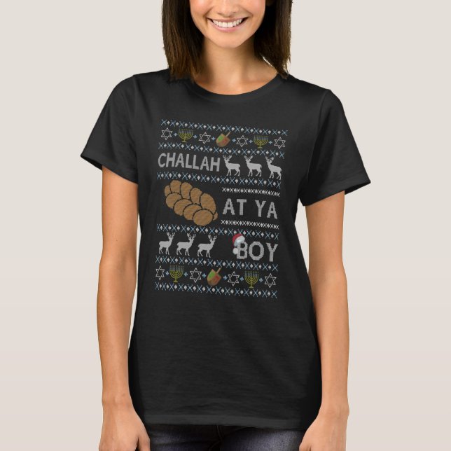 T-shirt Funny Ugly Hanukkah Sweater Challah At Ya Boy Matc (Devant)