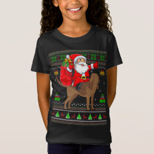 T-Shirt Funny Ugly Xmas Père Noël équitation Bloodhound Ch