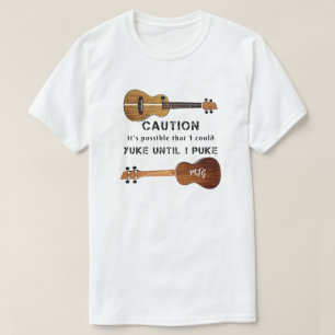 T-shirt Funny Ukulele Attention Uke Jusqu'À Je Puke T-Shir
