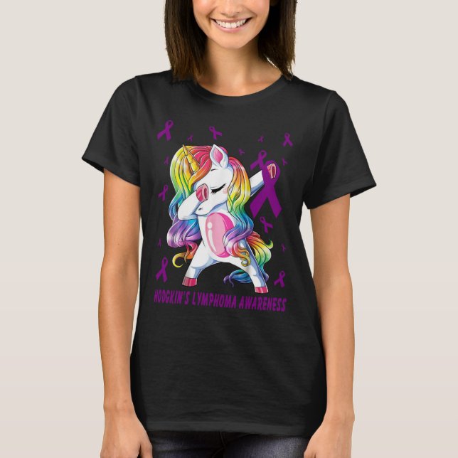 T-shirt Funny Unicorn Dabbing lymphome de hodgkin Sensibil (Devant)