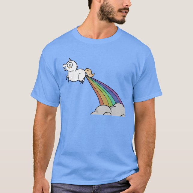 T-shirt Funny Unicorn Pooping Rainbows (Devant)