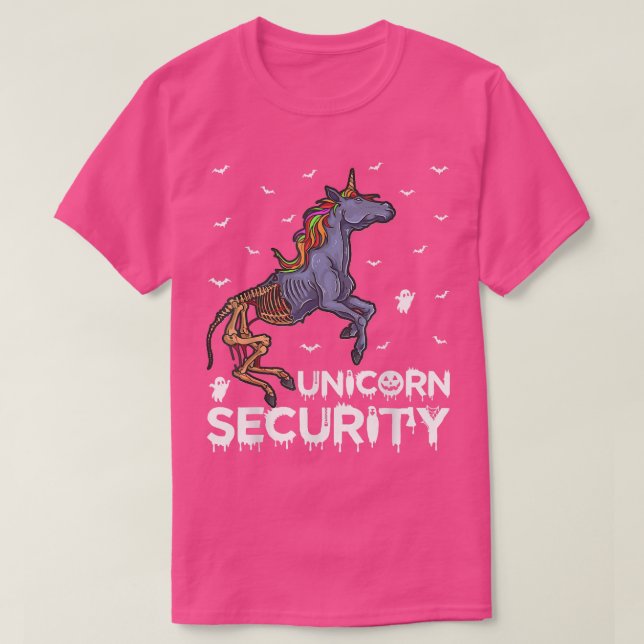 T-shirt Funny Unicorn Security Scary Skeleton Unicorn Hall (Design devant)