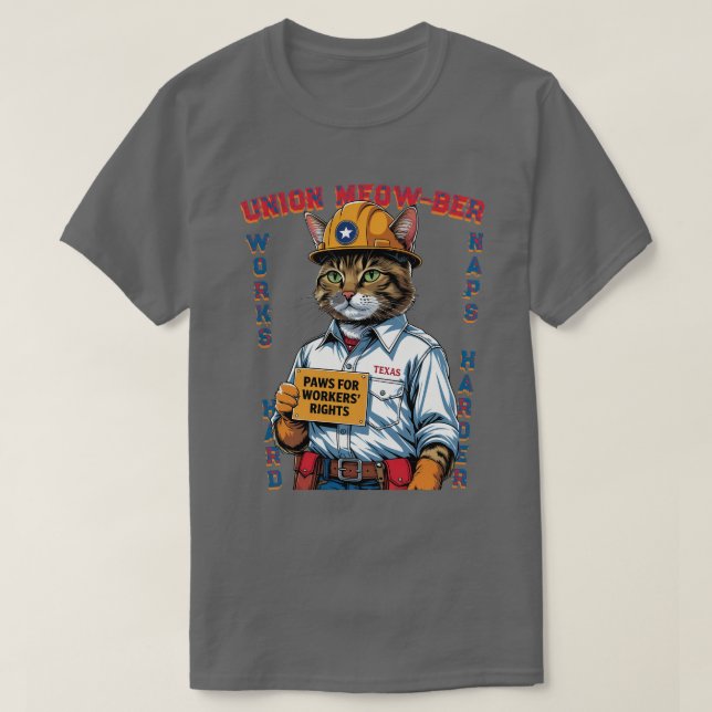 T-shirt Funny Union Feline Membre Feline Fête du Travail d (Design devant)