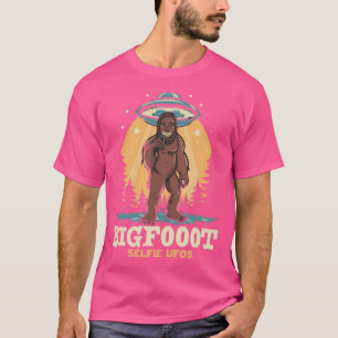 T-shirt Funny Unique Selfie Bigfoot Avec Ufos bizarre