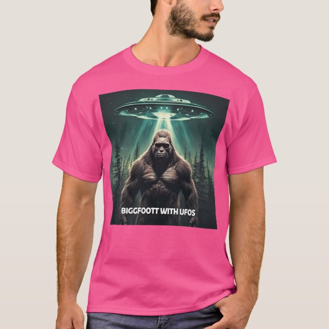 T-shirt Funny Unique Selfie Bigfoot Avec Ufos bizarre (Devant)