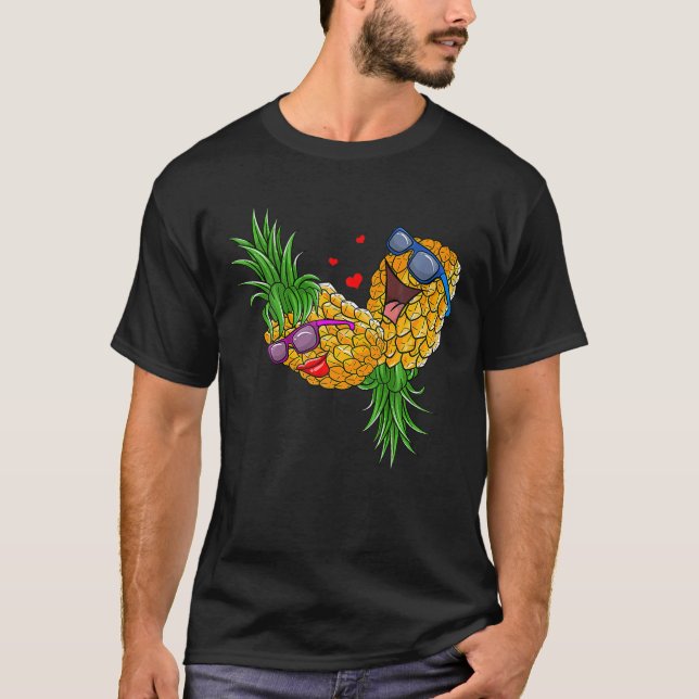 T-shirt Funny Upside Down Pineapple Swinger For Women And (Devant)