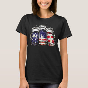 T-shirt Funny USA Beer American Flag 4th of July Men Women