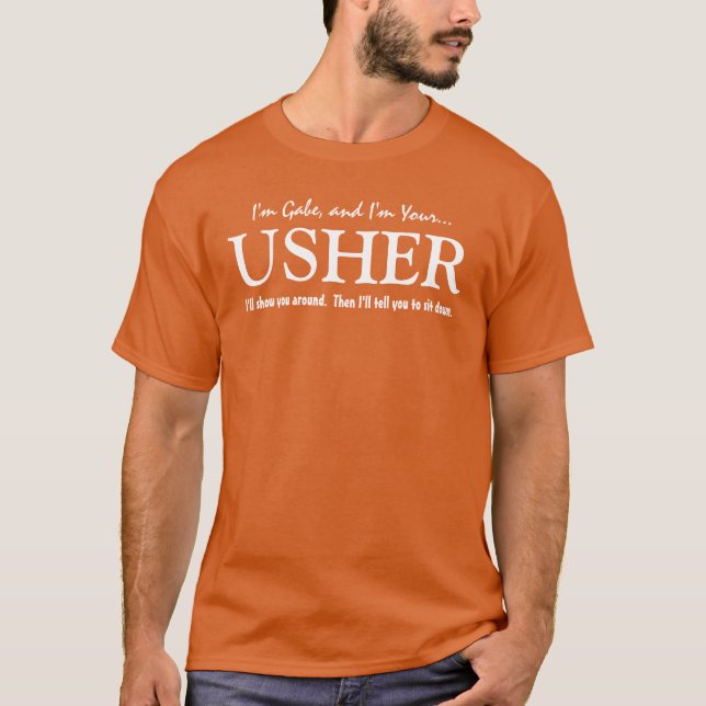 T-shirt Funny Usher Personnalisable Mariage Party Shirt V1 (Devant)