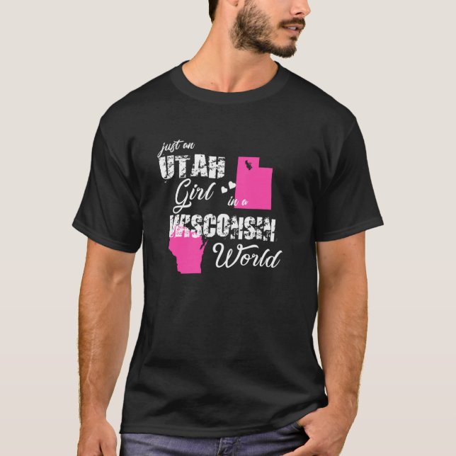T-shirt Funny Utah Juste Une Fille Utah Dans Un Wisconsin (Devant)