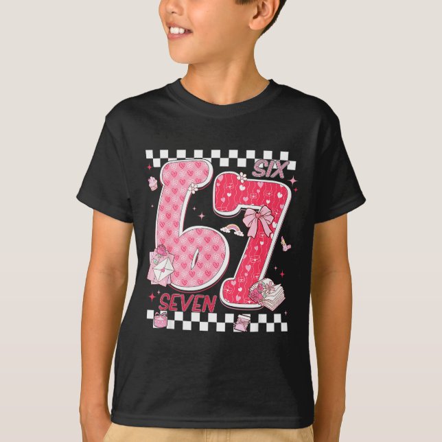 T-shirt Funny Valentine 67 Six Seven Meme Nk Bow Boy Girl  (Devant)