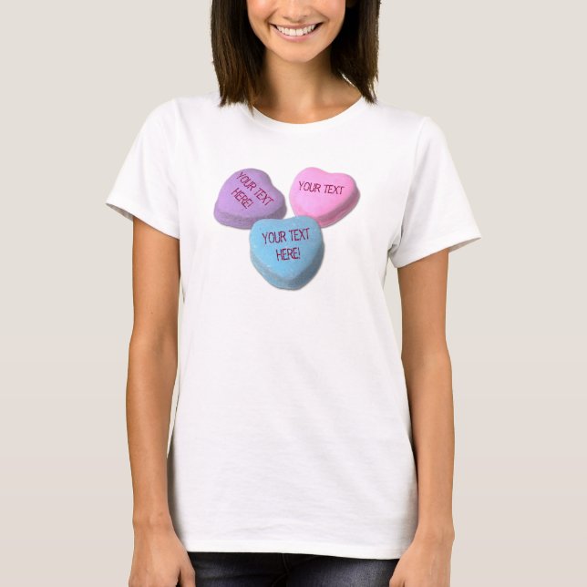 T-shirt Funny Valentine Candy Heart Votre texte personnali (Devant)