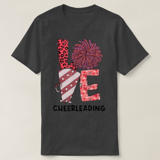 T-shirt Funny Valentine Cheerleader Sport Love Famille O (Design devant)