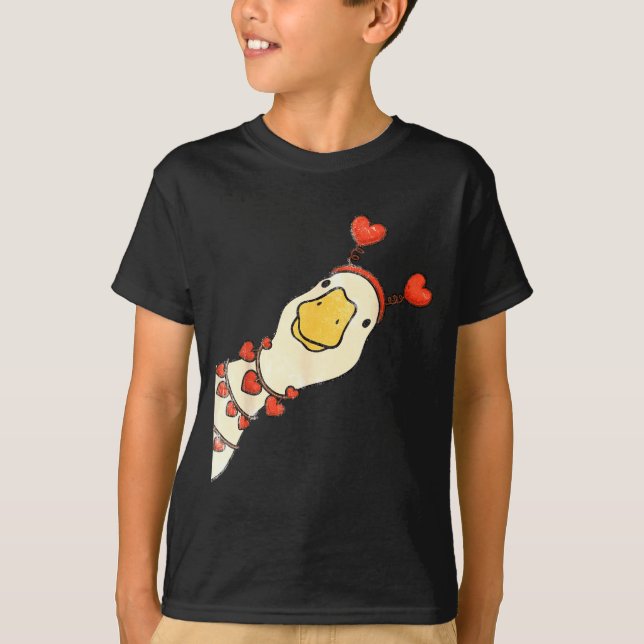 T-shirt Funny Valentine Silly Gooses Duck Heart Love Match (Devant)