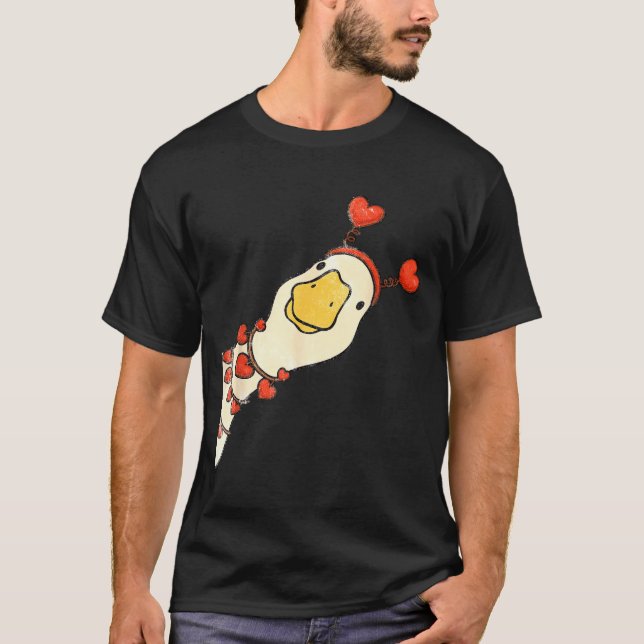 T-shirt Funny Valentine Silly Gooses Duck Heart Love Match (Devant)