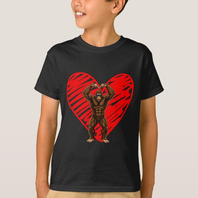 T-shirt Funny Valentines Day Bigfoot Sungles In Heart Sasq (Devant)