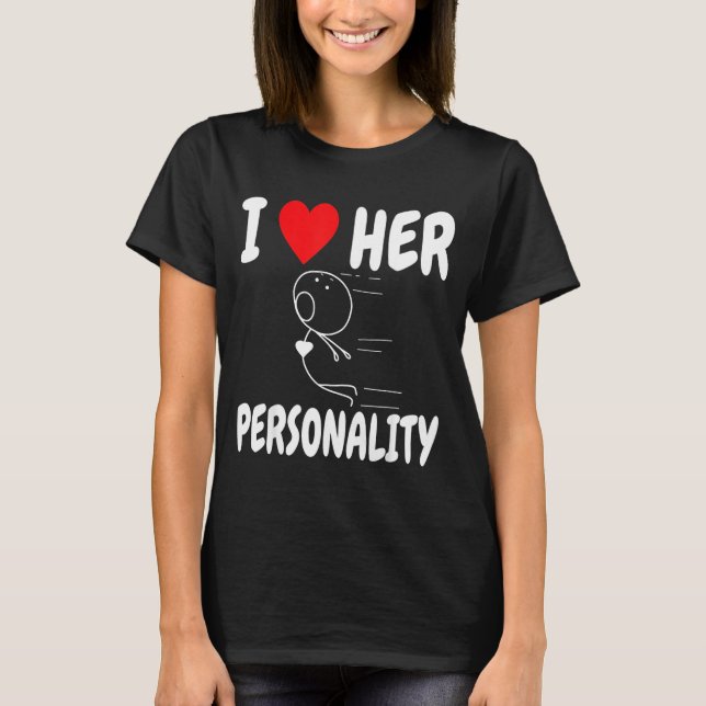 T-shirt Funny Valentine's Day Couple Matching I Love Her I (Devant)