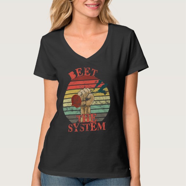 T-shirt Funny Vegan Beet the System Anarchy Retro Veganism (Devant)