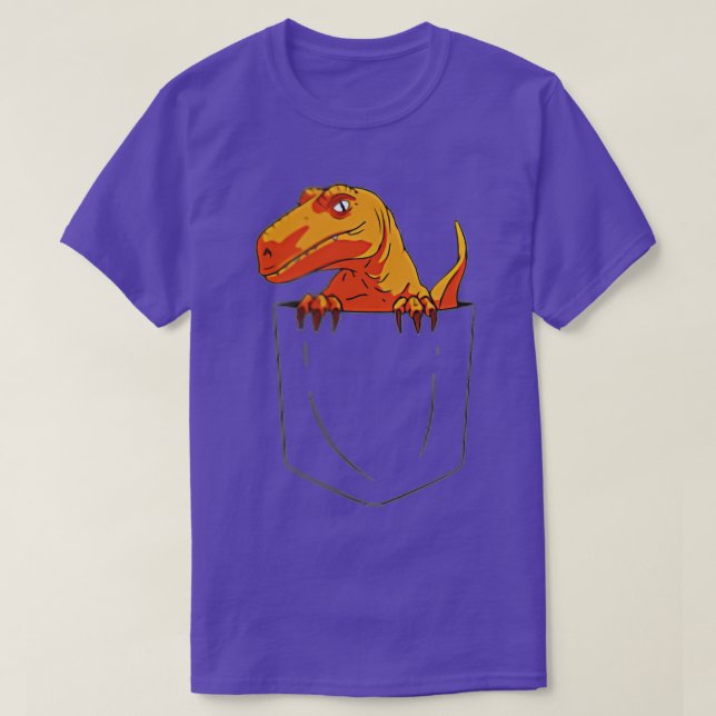 T-shirt Funny Velociraptor Raptor in  Pocket Dinosaur  (Design devant)