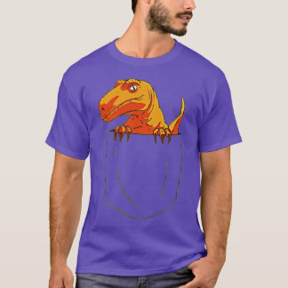 T-shirt Funny Velociraptor Raptor in Pocket Dinosaur
